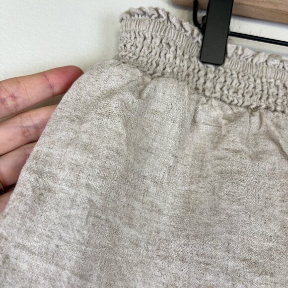 By Anthropologie Beige Pull On Linen Pucker Micro Shorts - Picture 3 of 6